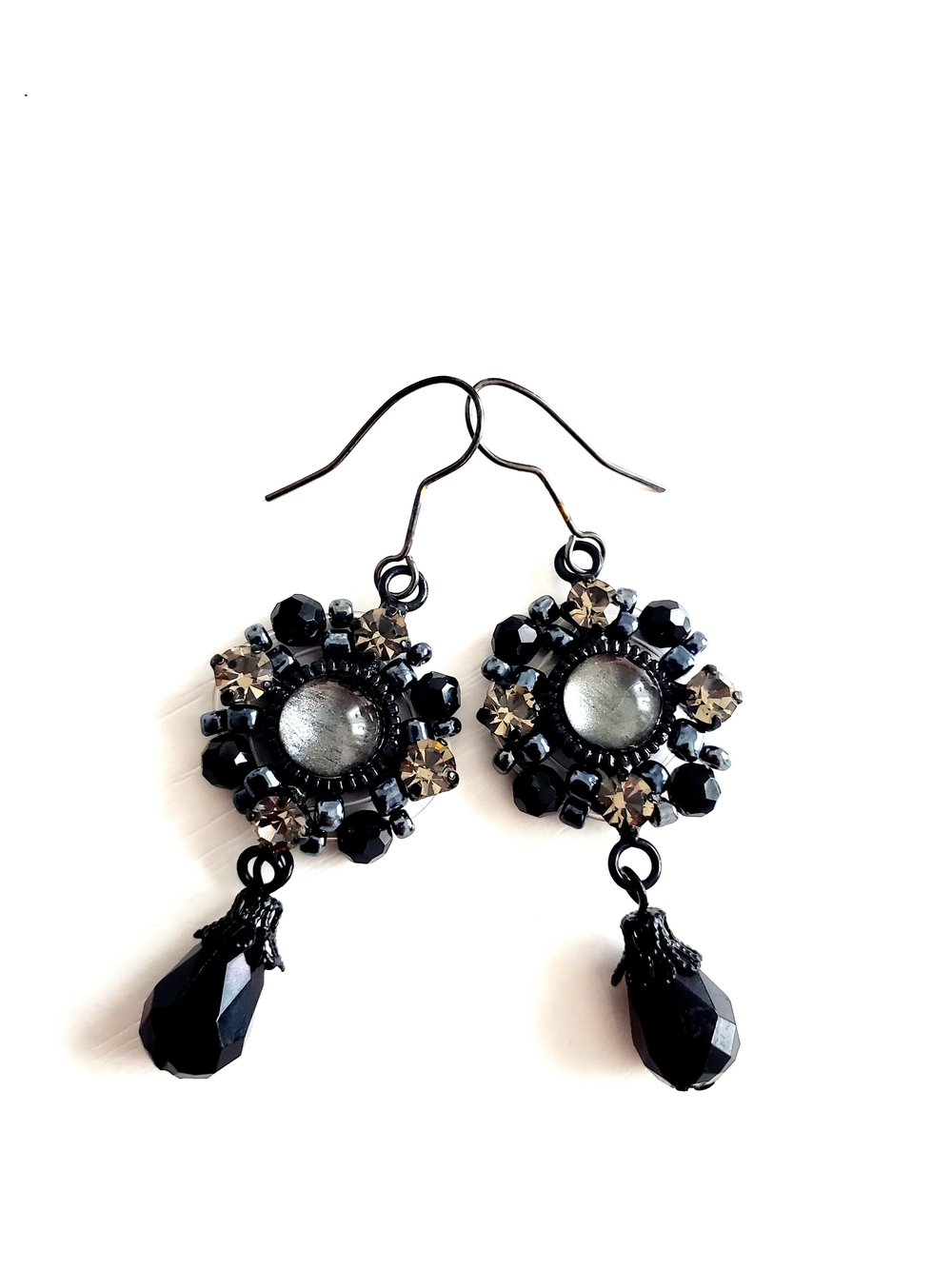 Black Crystal Drop Earrings
